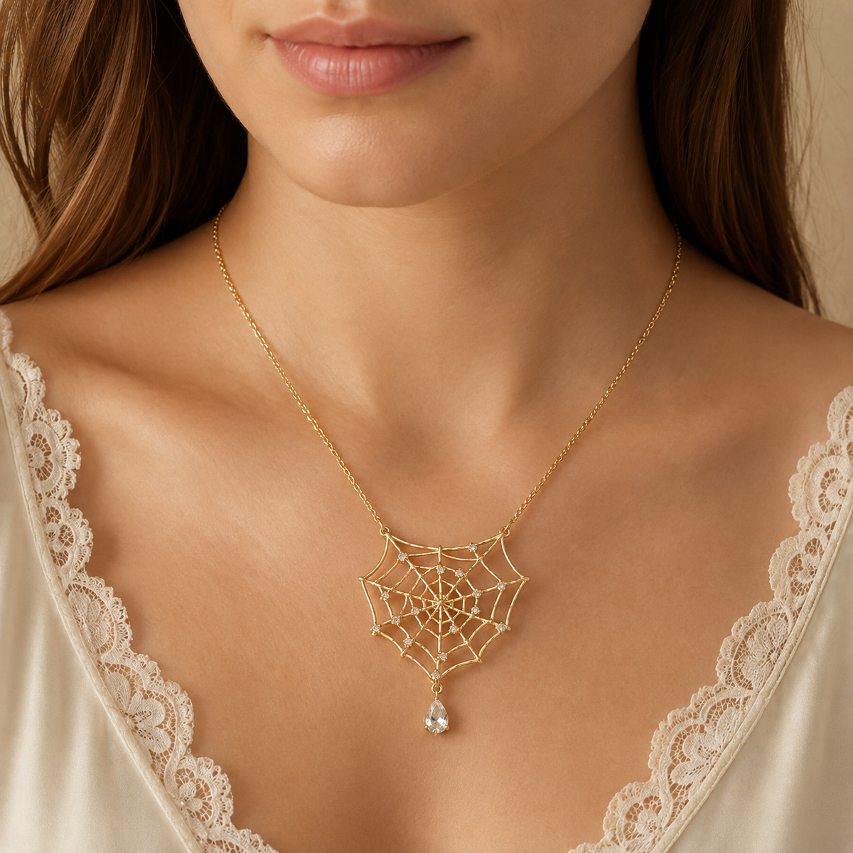 Spiderweb Dew Necklace