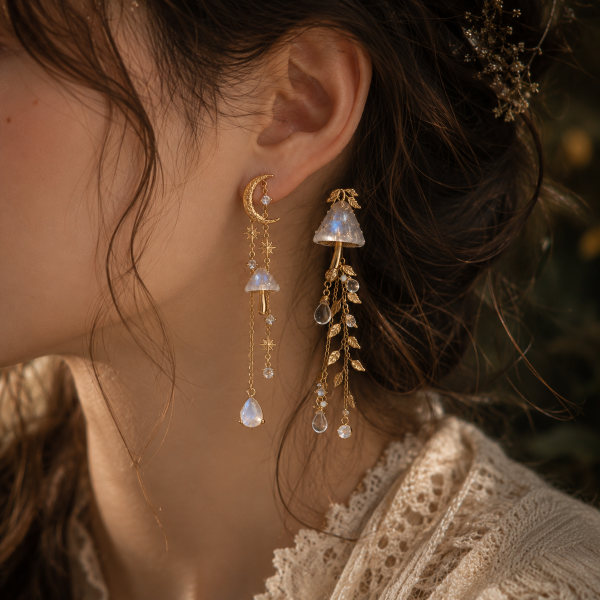 Moonlit Mushroom Earrings