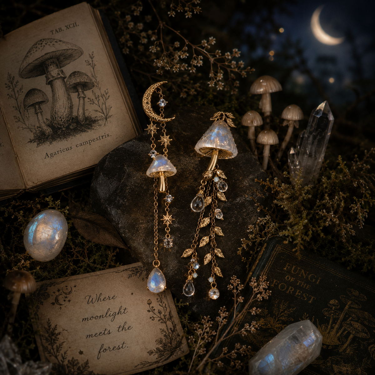 Moonlit Mushroom Earrings